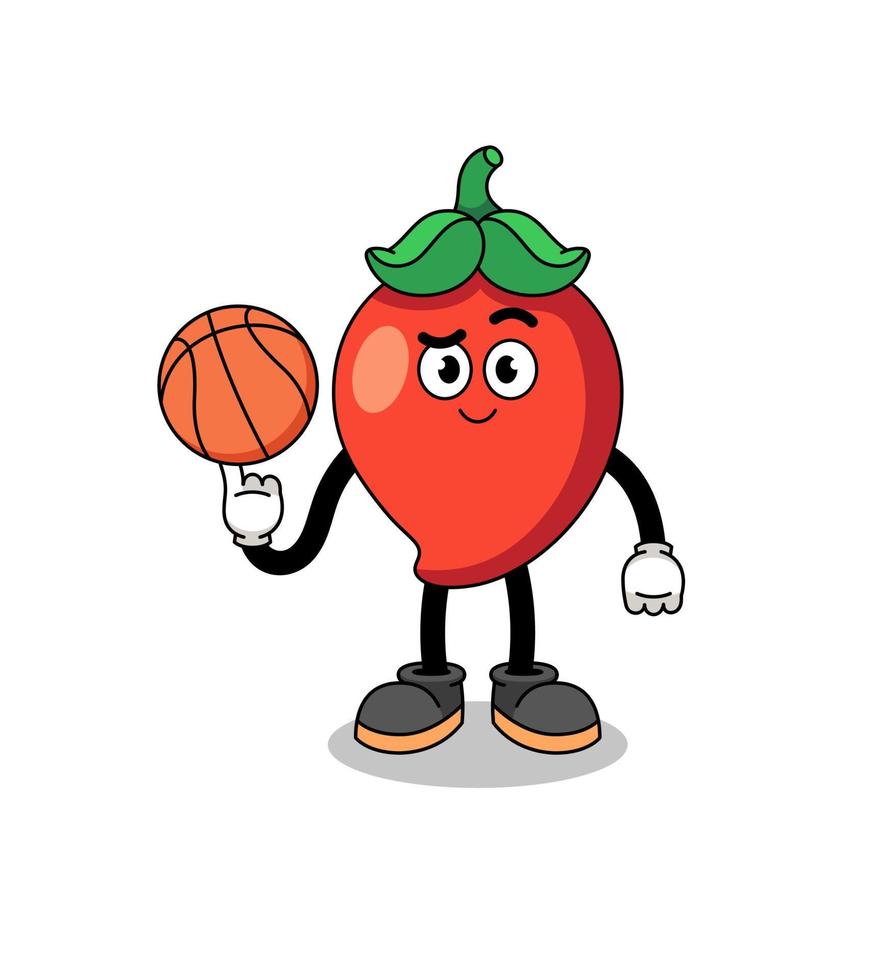 chili Pepe illustrazione come un' pallacanestro giocatore vettore