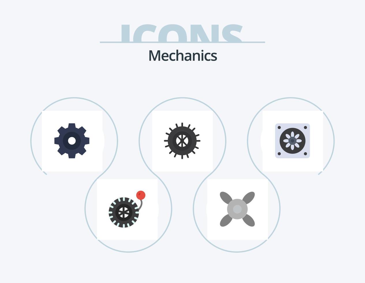 meccanica piatto icona imballare 5 icona design. . ruota. vettore