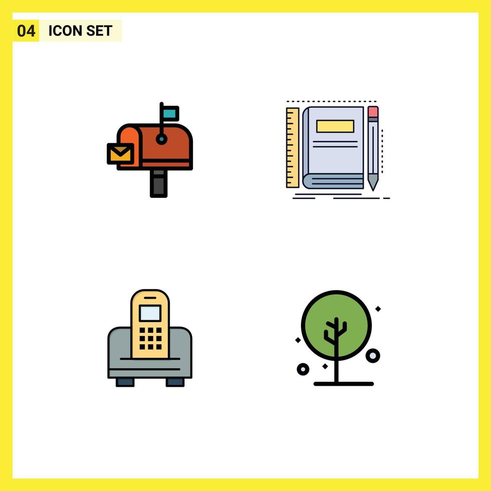 impostato di 4 moderno ui icone simboli segni per posta dispositivo ufficio postale bloc notes cellula modificabile vettore design elementi