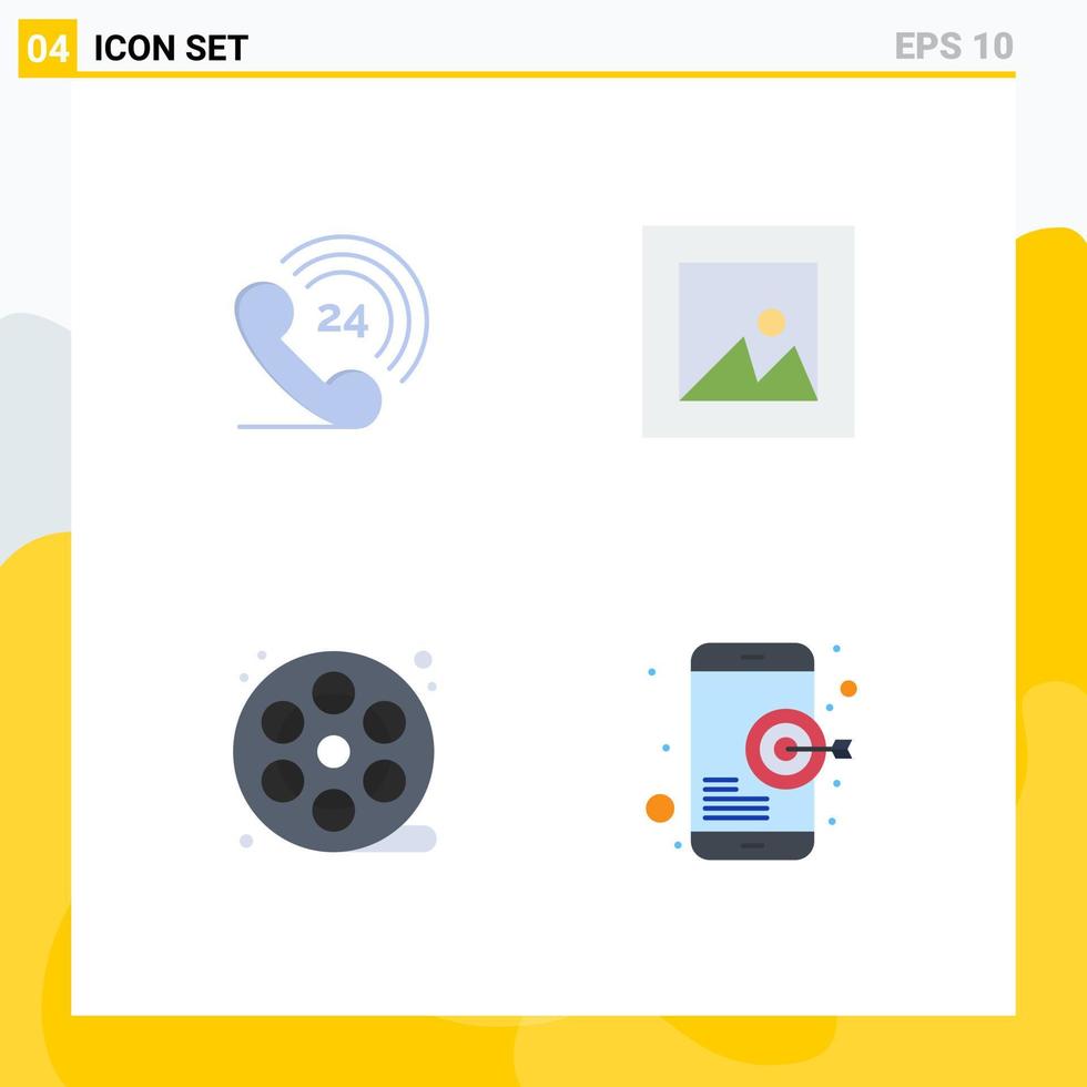imballare di 4 creativo piatto icone di telefono arti foto obbiettivo modificabile vettore design elementi