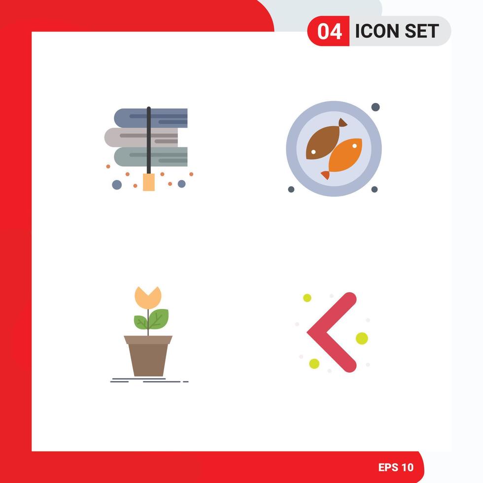4 tematico vettore piatto icone e modificabile simboli di libro gioco legge pesce ostacolo modificabile vettore design elementi