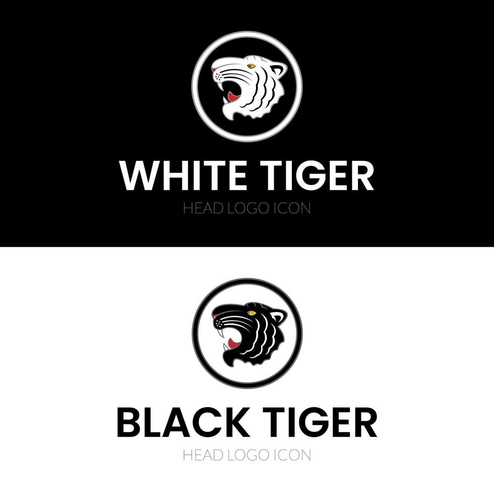 pantera tigre testa nel cirlce forma per retrò Vintage ▾ logo design icona e animale viso tatuaggio vettore