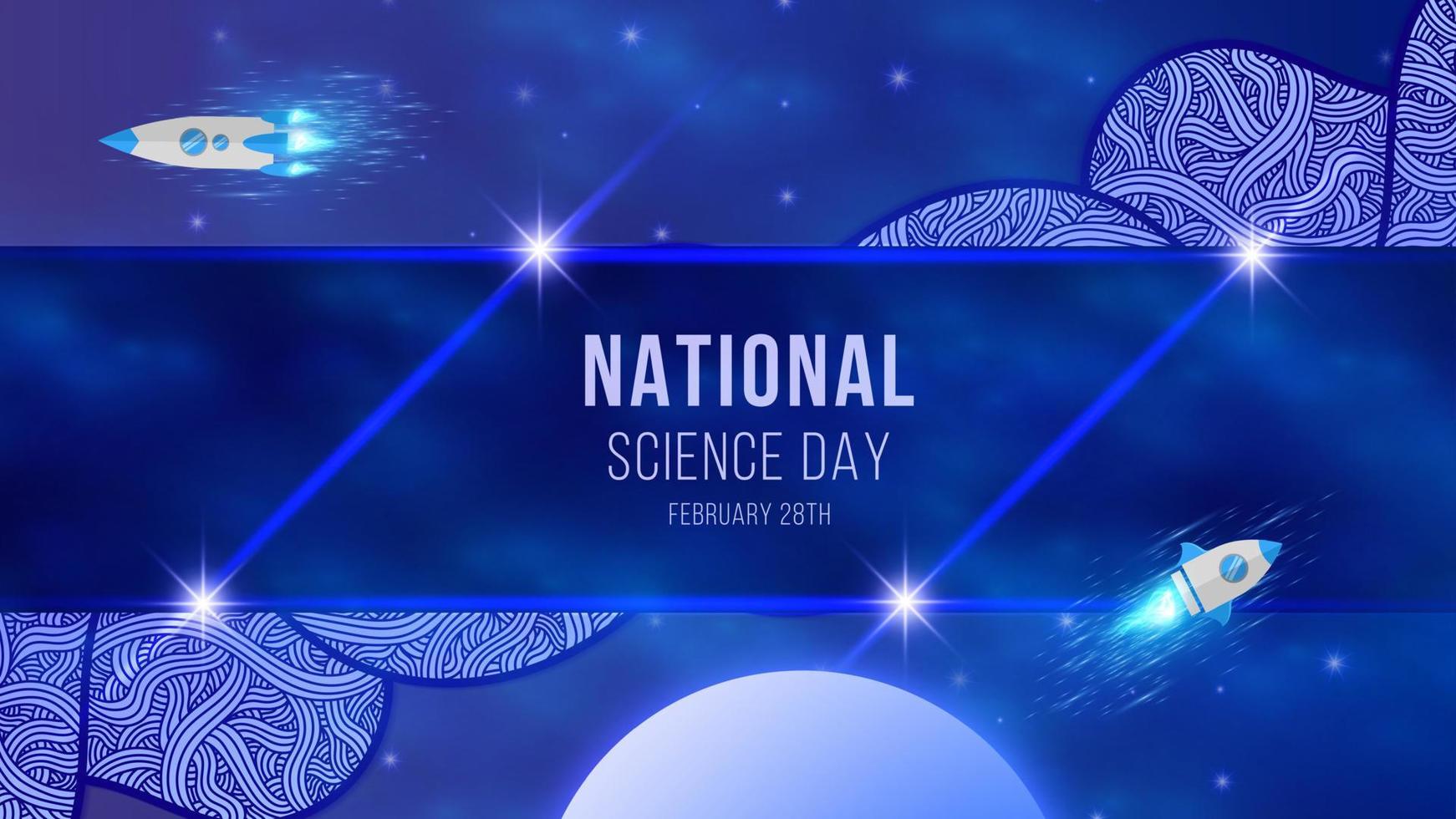 nazionale scienza giorno blu sfondo design con scarabocchio e spazio vettore