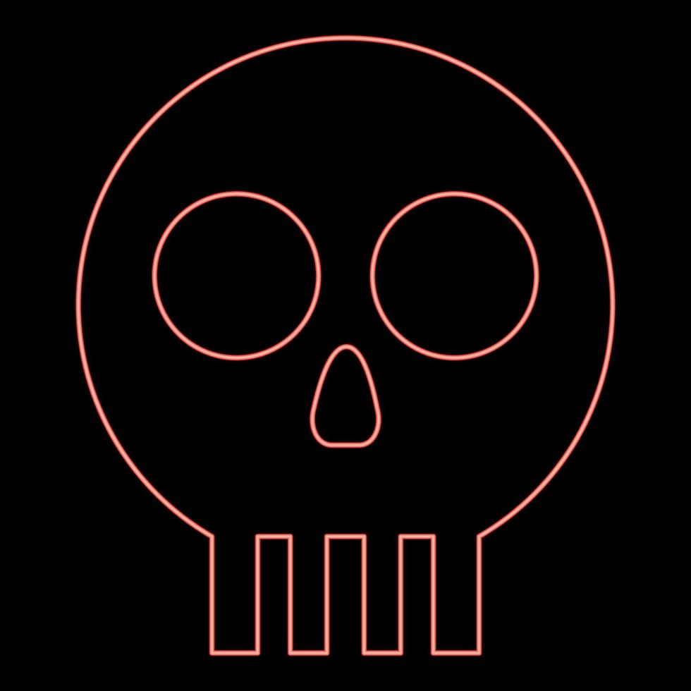 neon umano cranio cranio rosso colore vettore illustrazione Immagine piatto stile