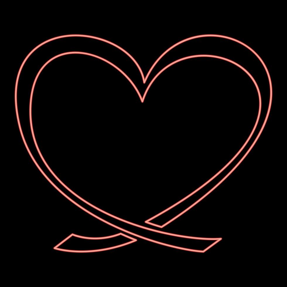 neon nastro cuore icona nero colore vettore illustrazione piatto stile Immagine rosso colore vettore illustrazione Immagine piatto stile