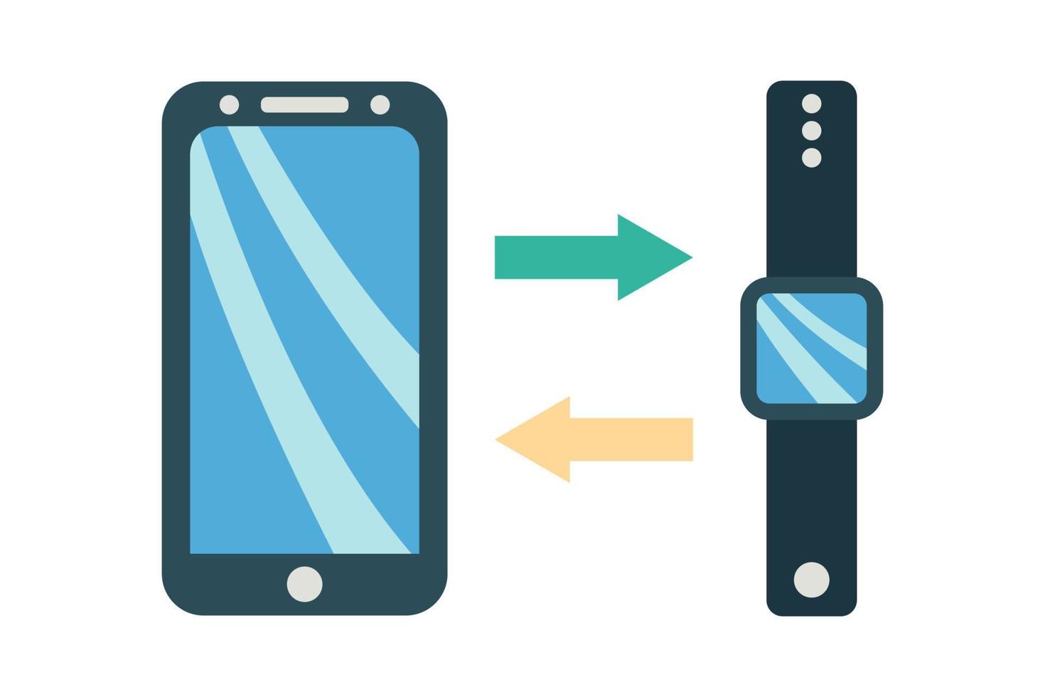 il interazione di un' mobile Telefono e un' inteligente guarda. vettore illustrazione