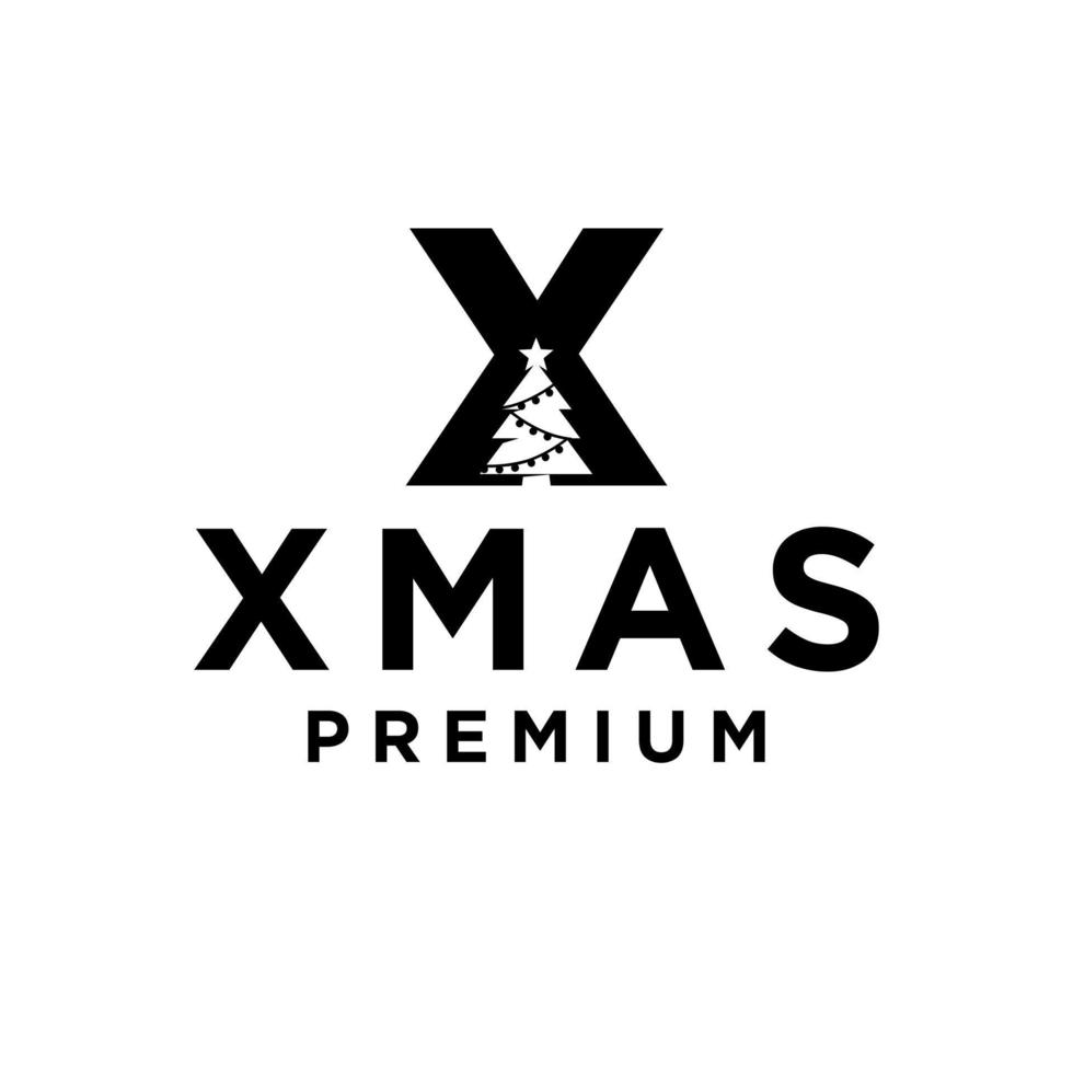 pino albero lettera iniziale logo icona design allegro Natale natale vettore