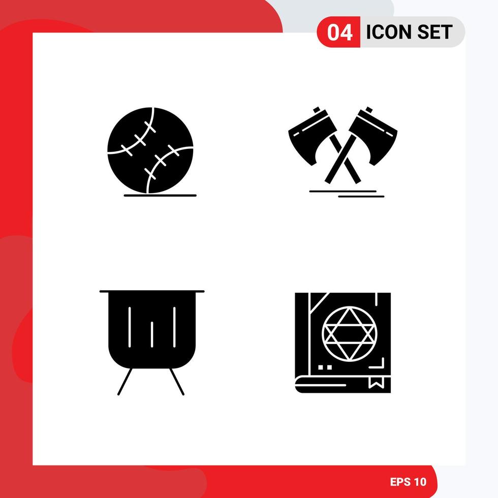 4 creativo icone moderno segni e simboli di palla attività commerciale cucito attrezzo grafico modificabile vettore design elementi