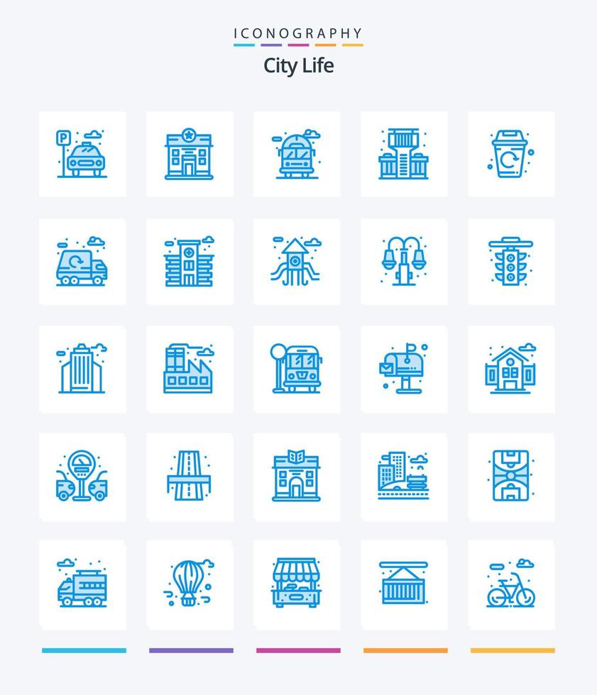 creativo città vita 25 blu icona imballare come come spazzatura. città. città. sbarra. città vettore