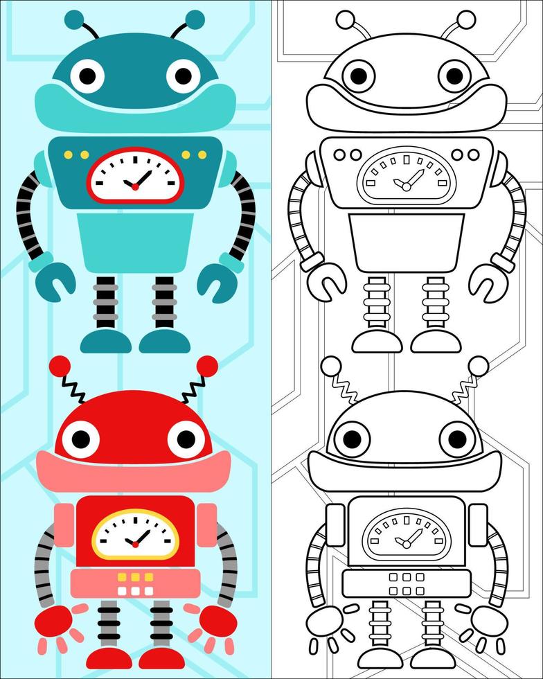 vettore illustrazione di robot cartone animato, colorazione libro o pagina