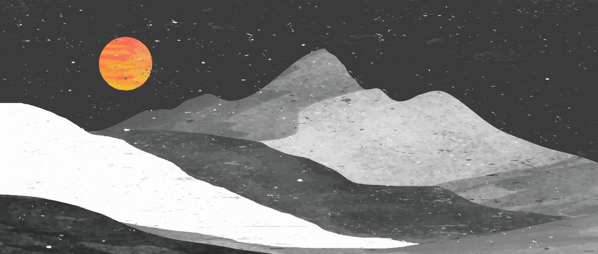 creativo minimalista moderno arte Stampa. astratto montagna contemporaneo estetico sfondi paesaggi. nero e bianca. vettore illustrazioni
