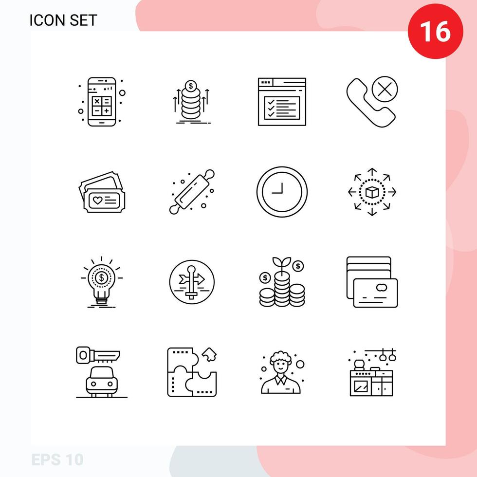 utente interfaccia imballare di 16 di base lineamenti di Telefono contatto monete chiamata sito web modificabile vettore design elementi