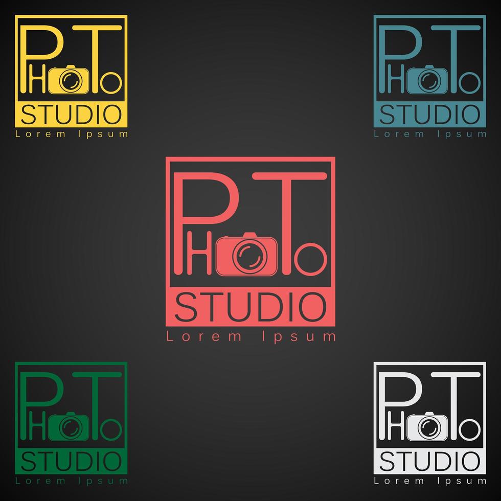 il logo dello studio fotografico simula il testo di esempio scuro vettore