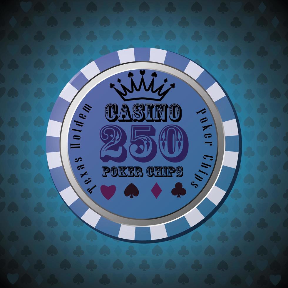 poker chip 250 su sfondo blu vettore