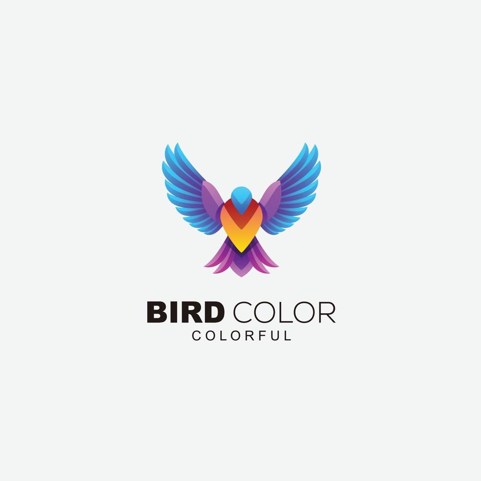 uccello logo design pendenza colorato illustrazione vettore