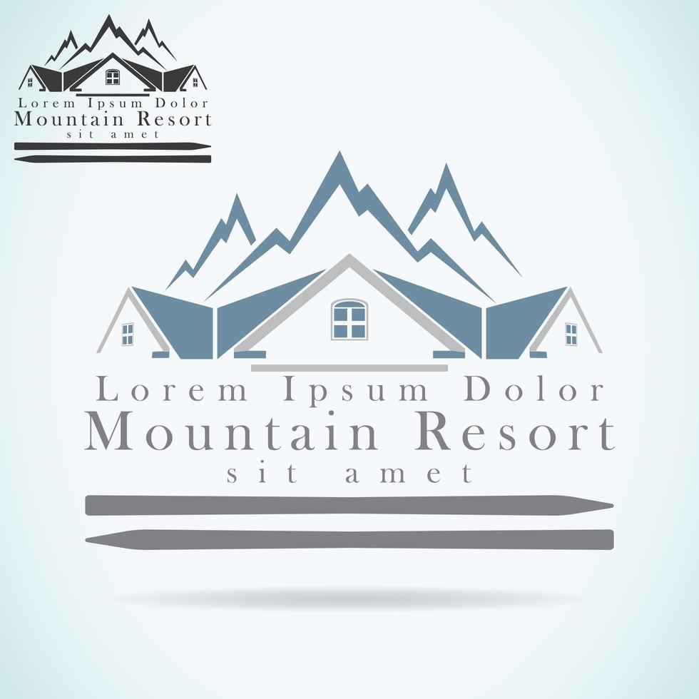 modello di progettazione logo resort di montagna vettore