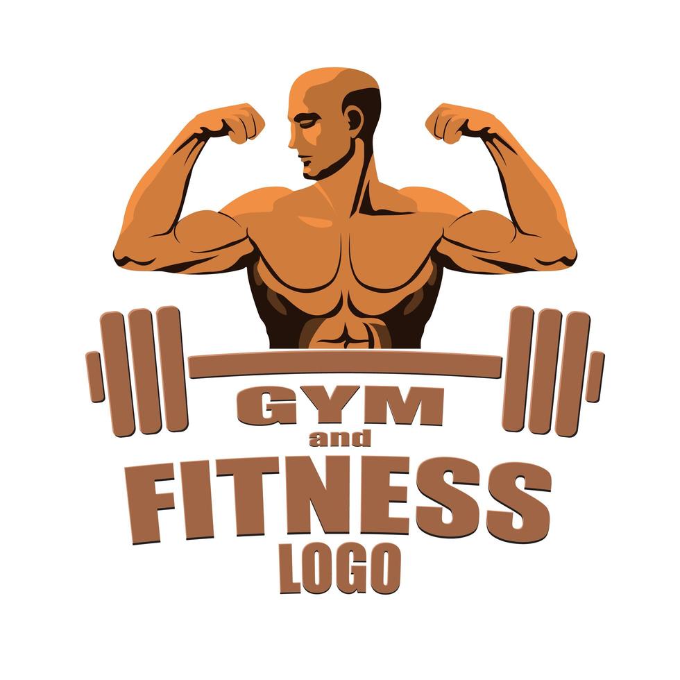 bodybuilder mockup logo palestra fitness vettore