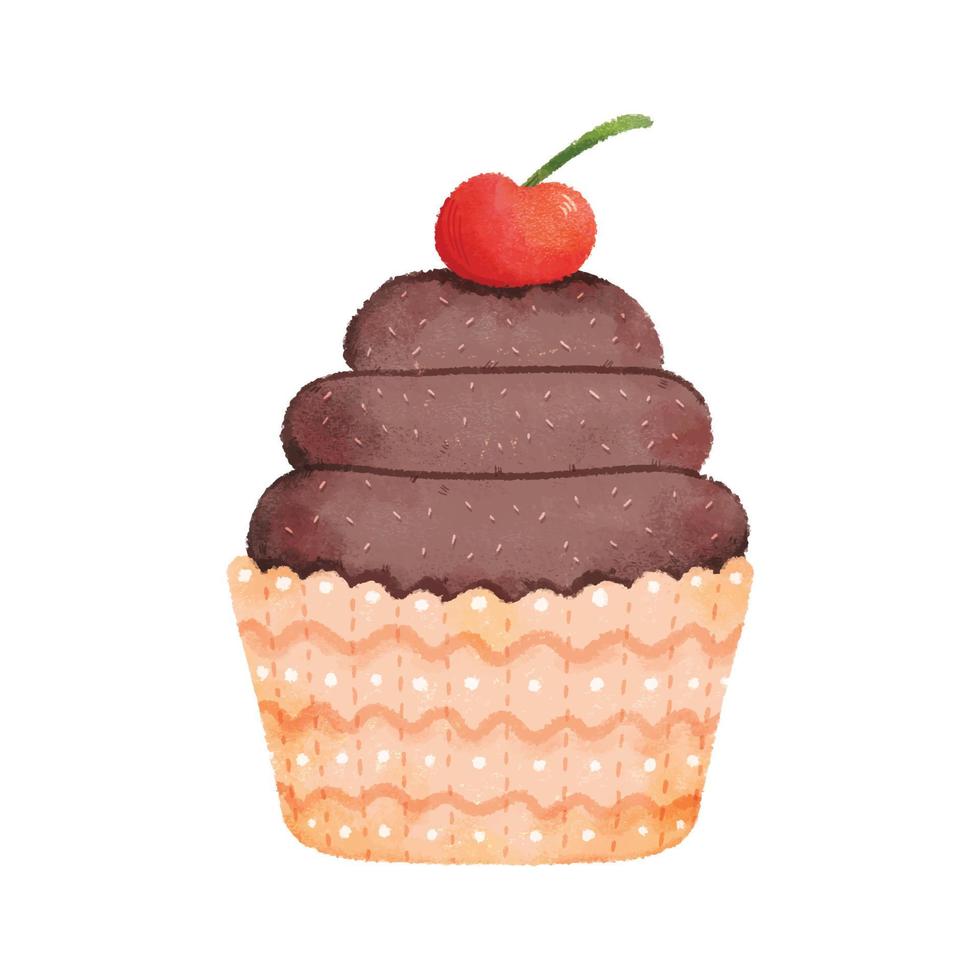 acquerello realistico Cupcake focaccina grafica 04 vettore