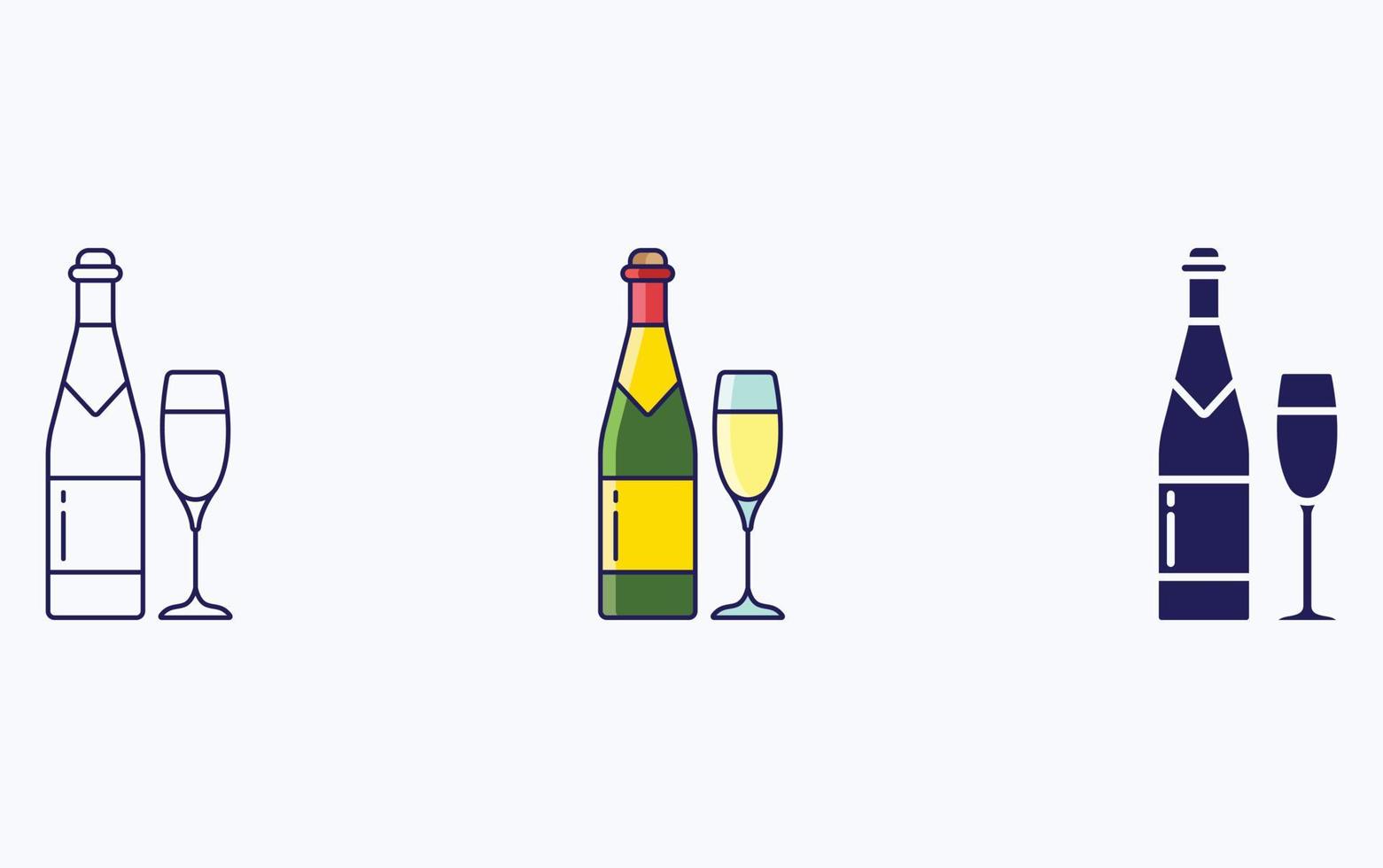 bicchiere e bottiglia illustrazione icona vettore