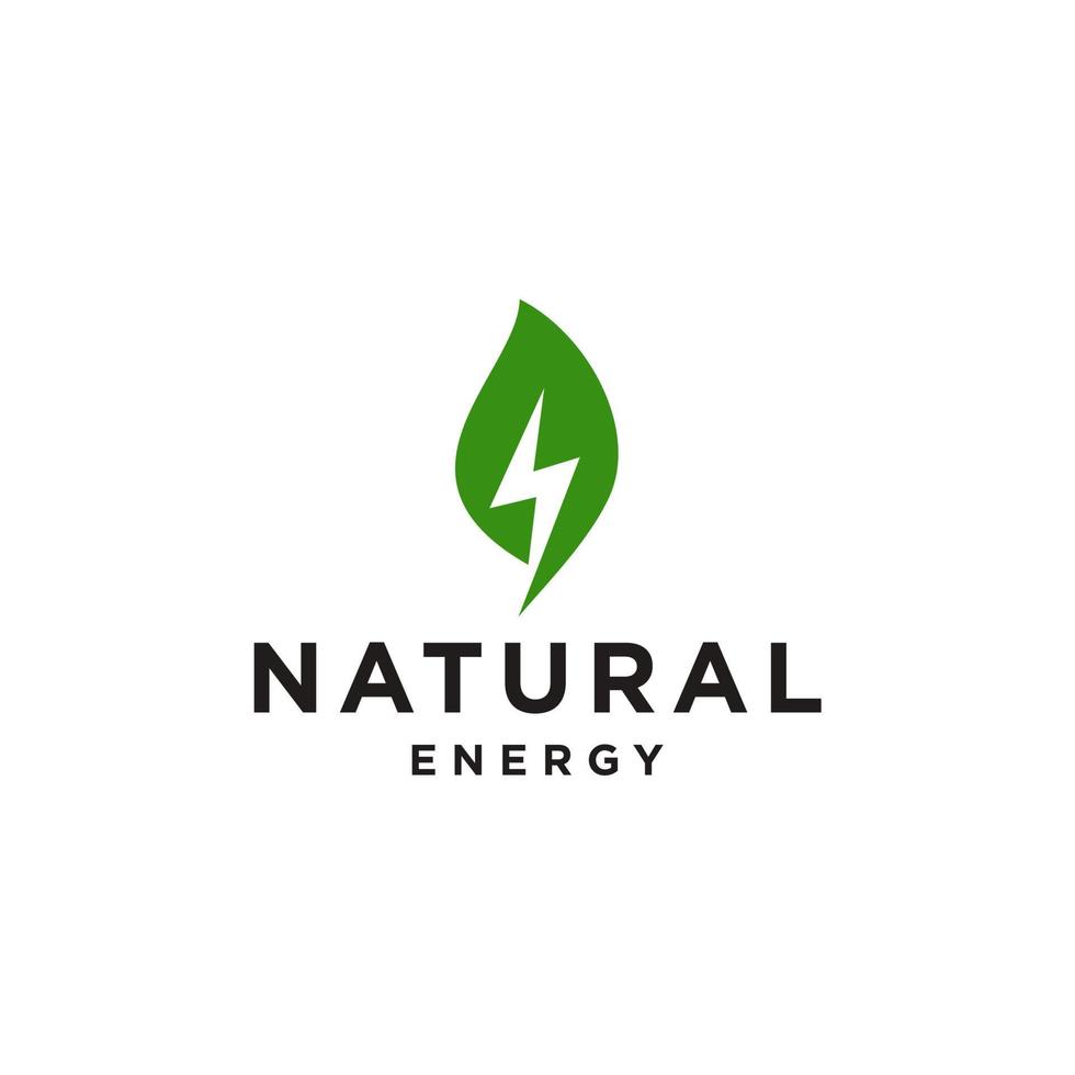 eco energia logo vettore icona illustrazione, naturale energia logo con foglia e un' fulmine simbolo