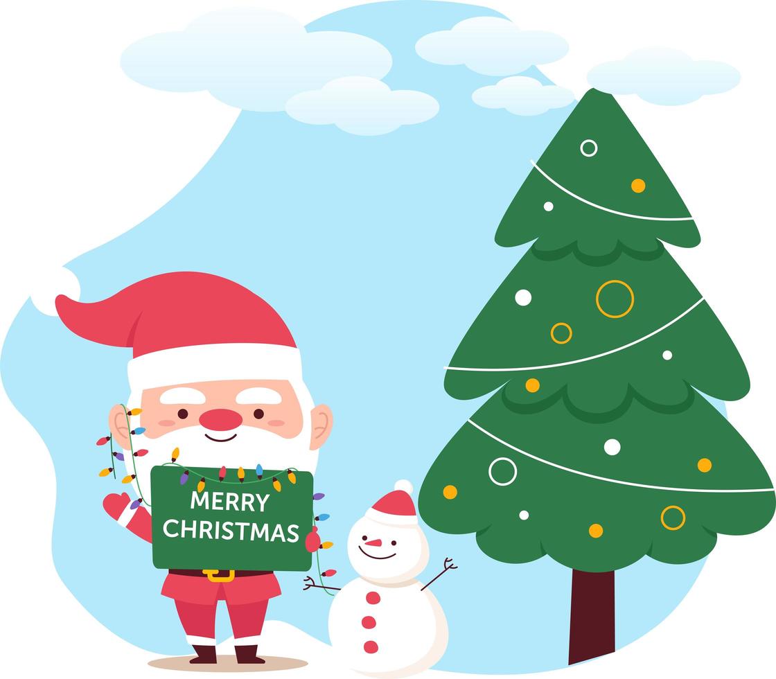 Buon Natale Biglietto Di Auguri Con Babbo Natale E Albero Scarica Immagini Vettoriali Gratis Grafica Vettoriale E Disegno Modelli