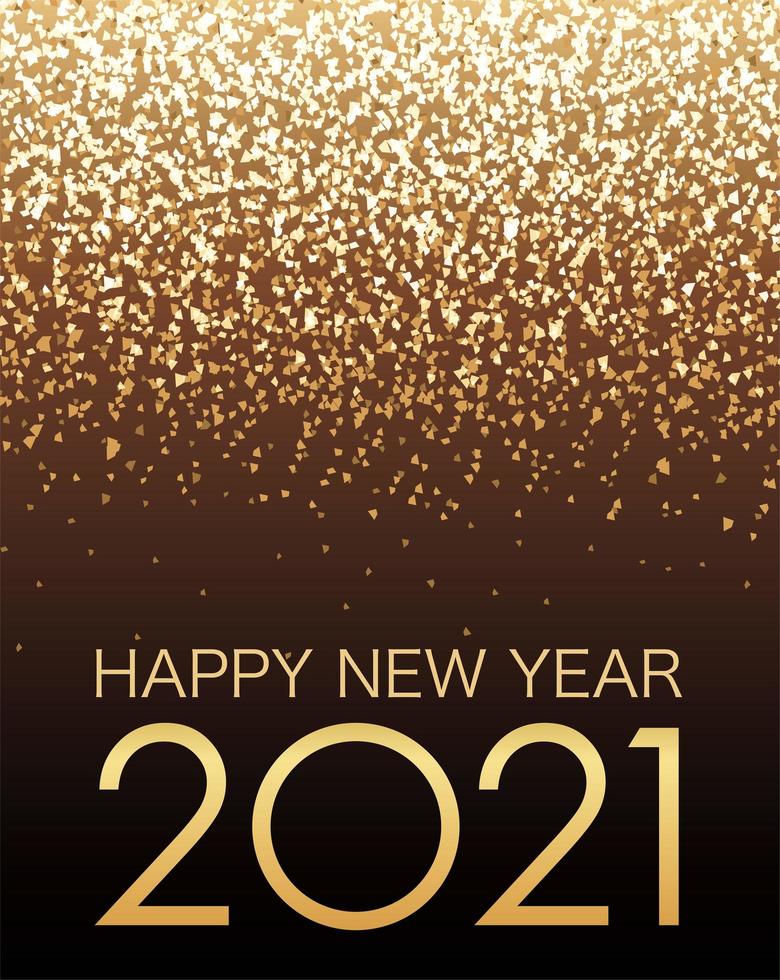 poster che celebra l'anno 2021 con glitter oro vettore