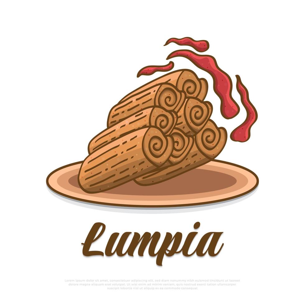 lumpia, tradizionale cibo a partire dal Indonesia. illustrazione di indonesiano merenda vettore