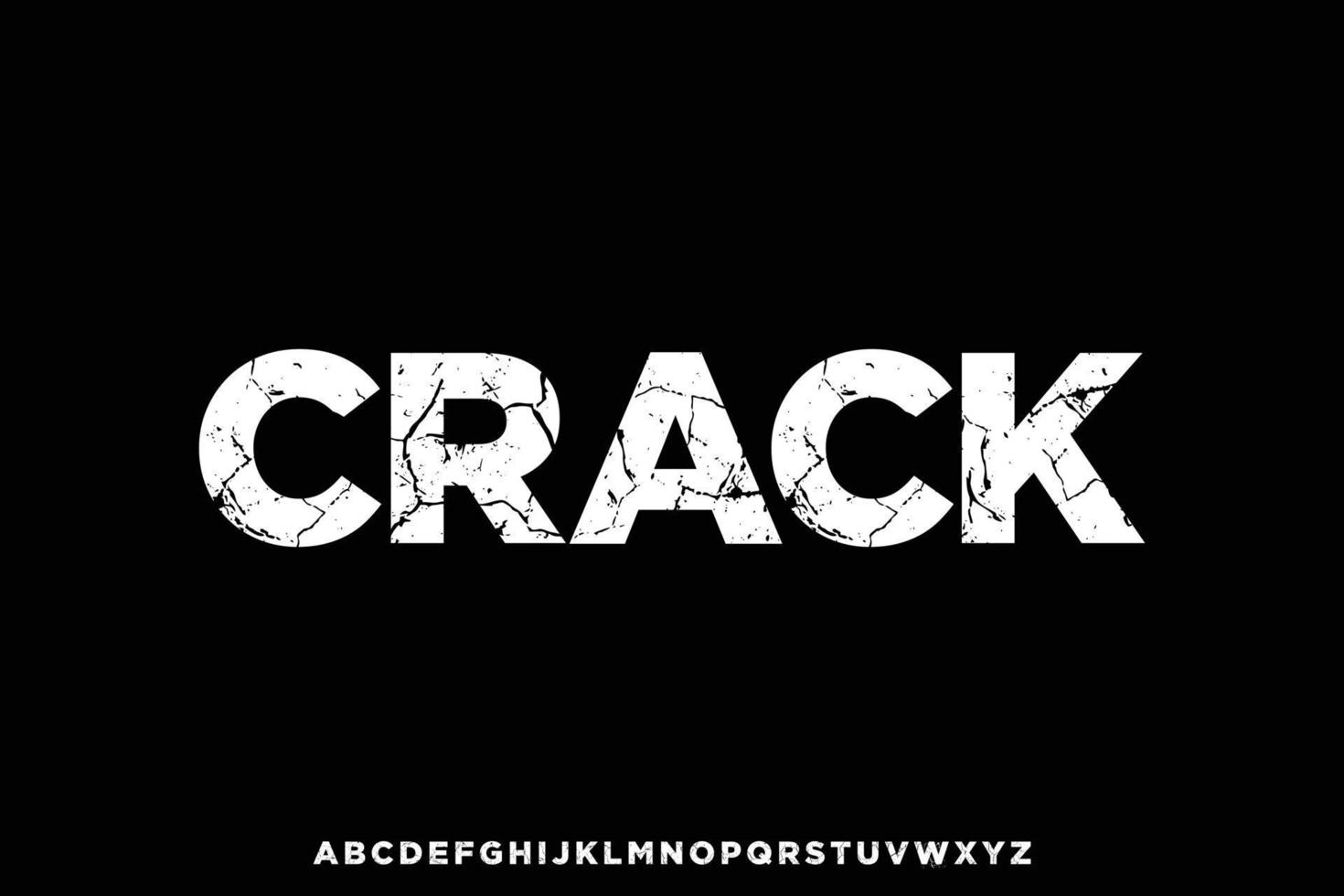 grassetto sans serif Schermo font vettore con Cracked struttura