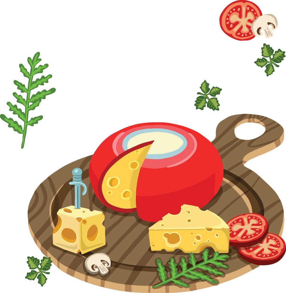 illustrazione di diverso varietà di formaggio e pomodoro. vettore