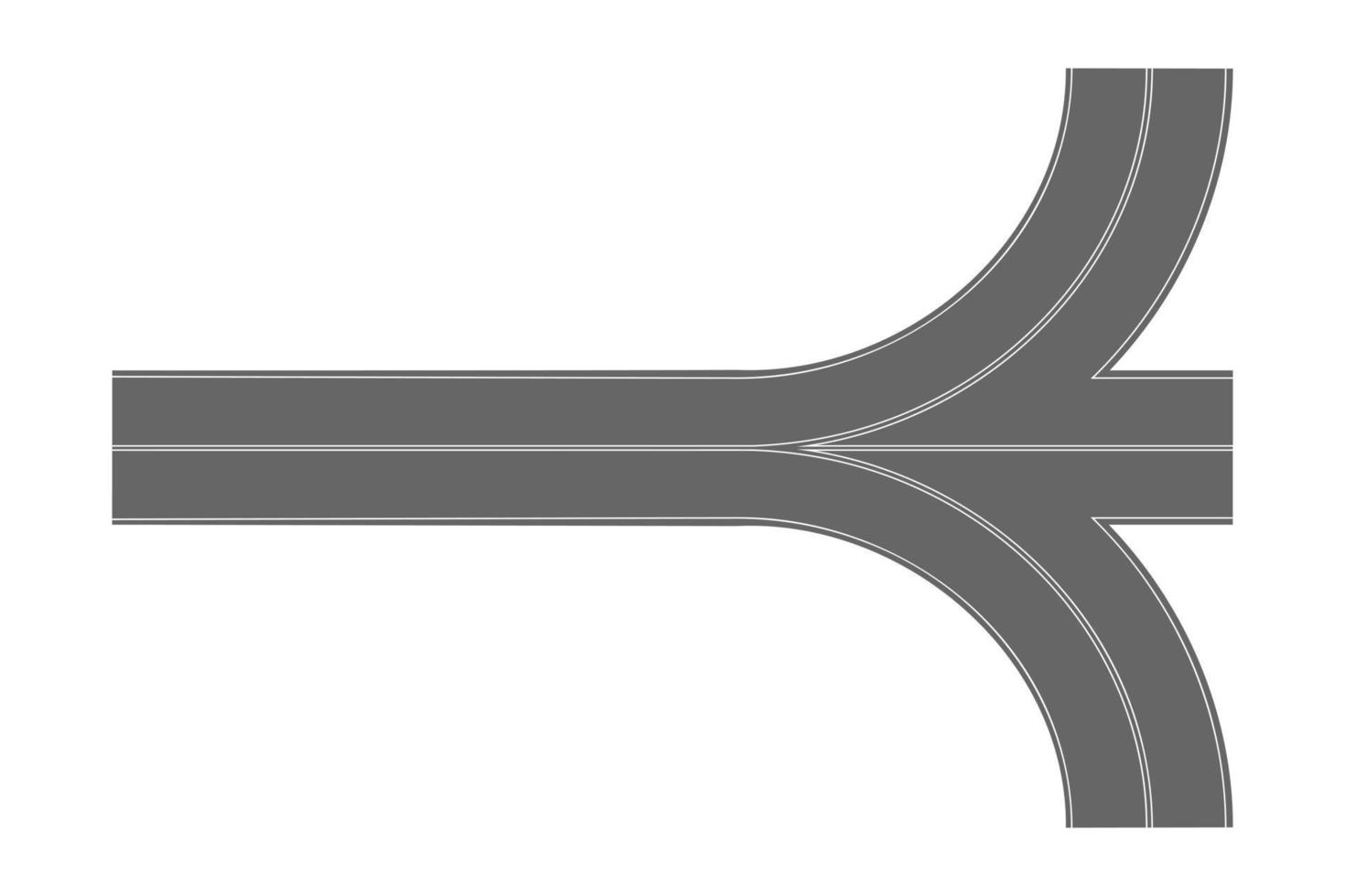 asfalto strada giunzione superiore Visualizza. autostrada parte con marcatura isolato su bianca sfondo. carreggiata elemento per città carta geografica vettore