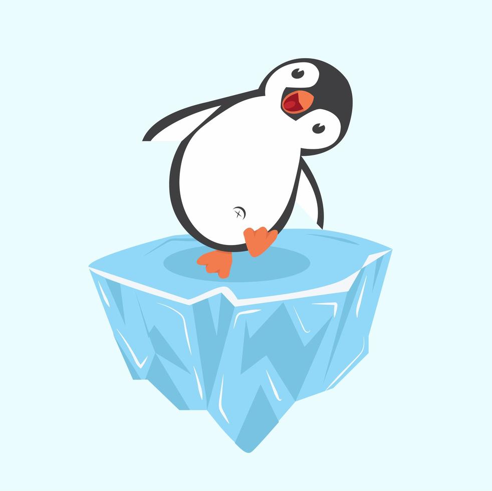 pinguino felice su un lastrone di ghiaccio vettore