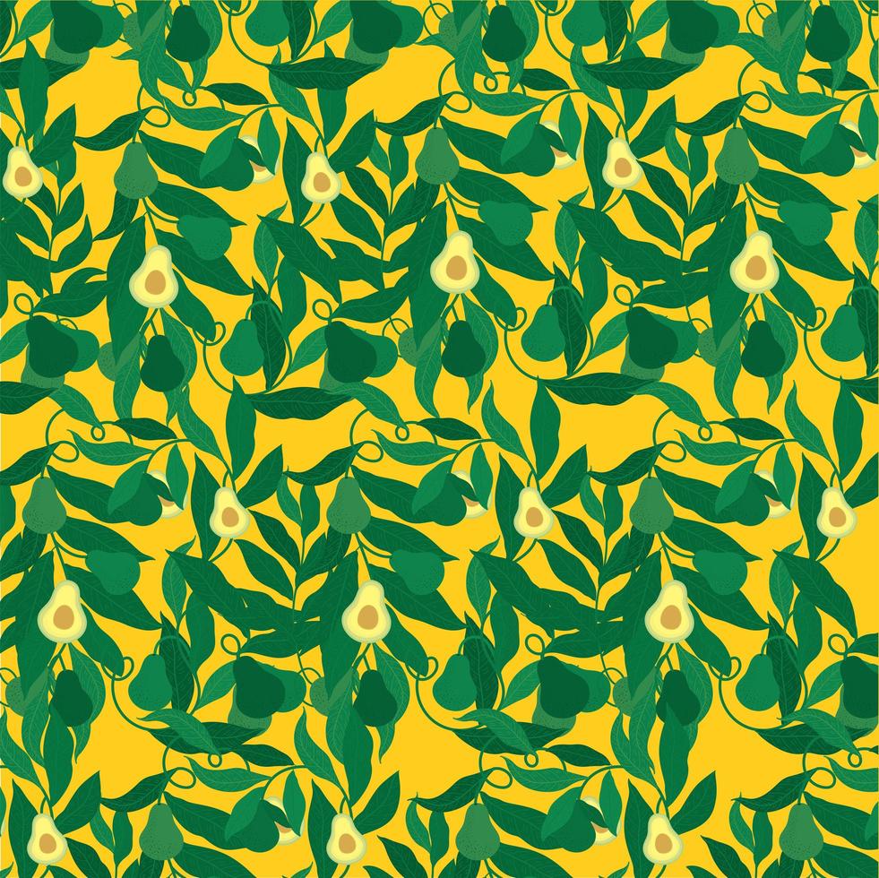 avocado su sfondo giallo pattern vettore