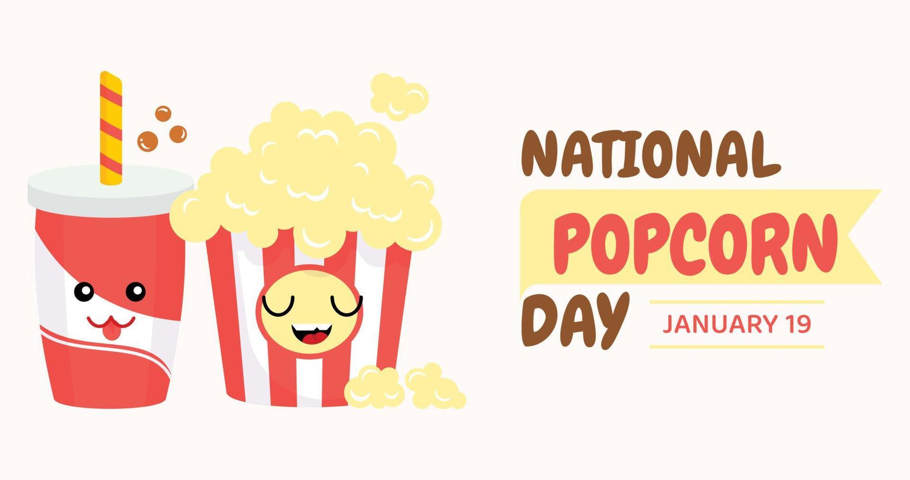 nazionale Popcorn giorno. bianca semplice divertente vettore illustrazione
