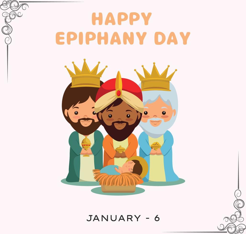 beige minimalista contento Epifania giorno. Epifania è un' cristiano Festival vettore. gennaio 6 vettore