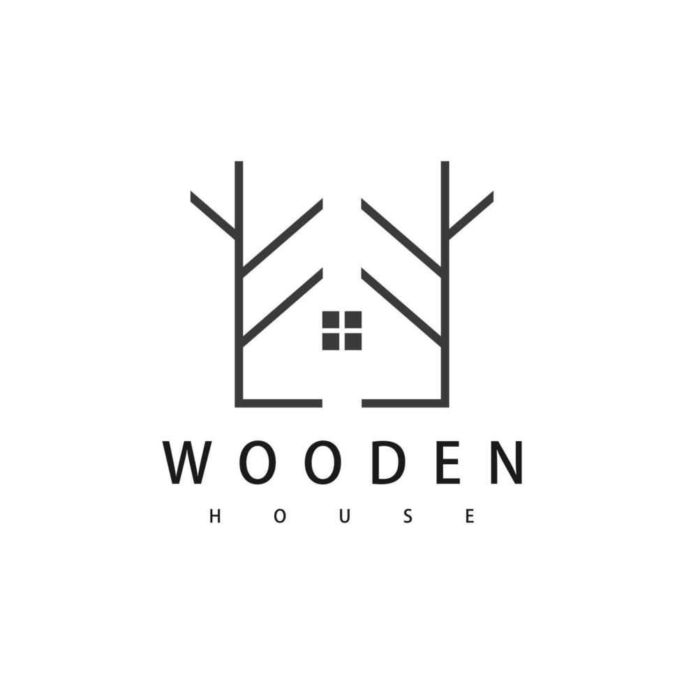 di legno Casa linea logo vettore