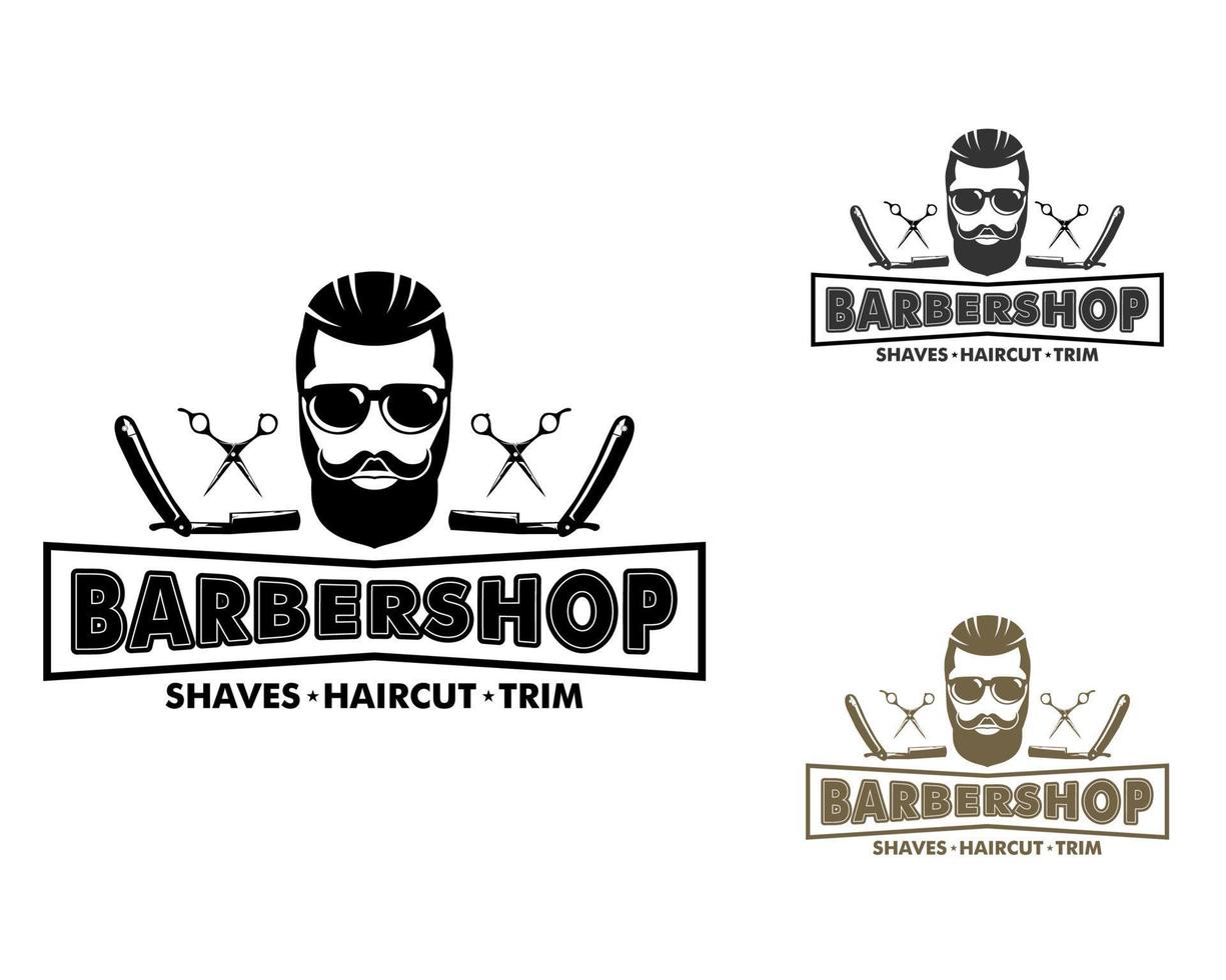 impostato di barbiere logo vettore, elegante barbiere logo vettore