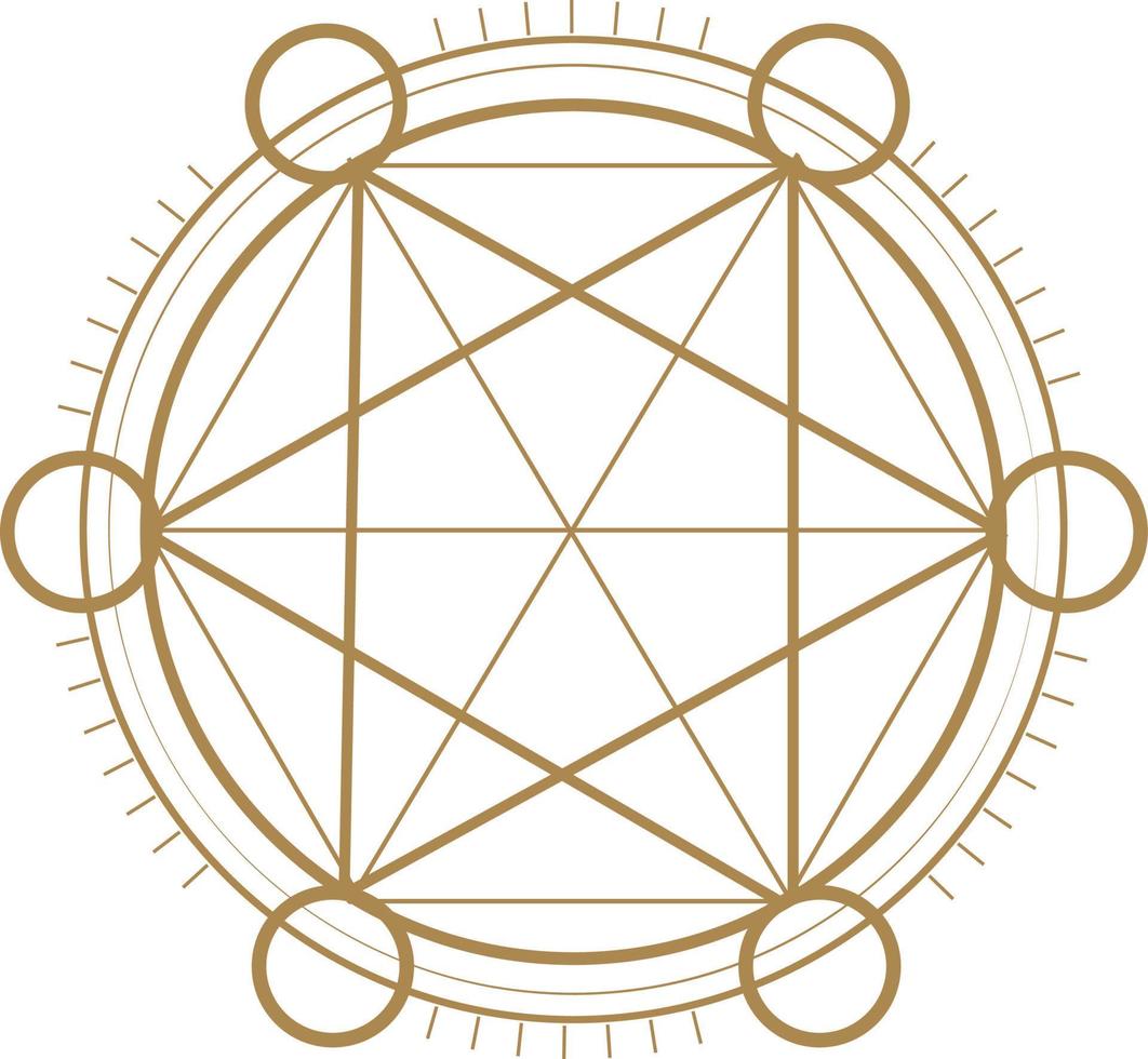 Magia cerchio, mistico geometria simbolo. lineare alchimia, occulto, filosofico cartello. vettore