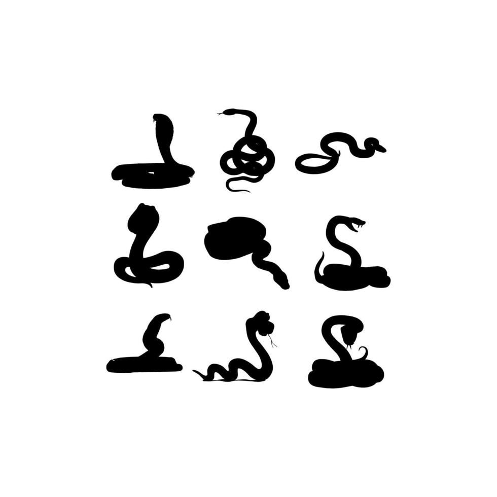 serpente vipera animale collezione silhouette design vettore