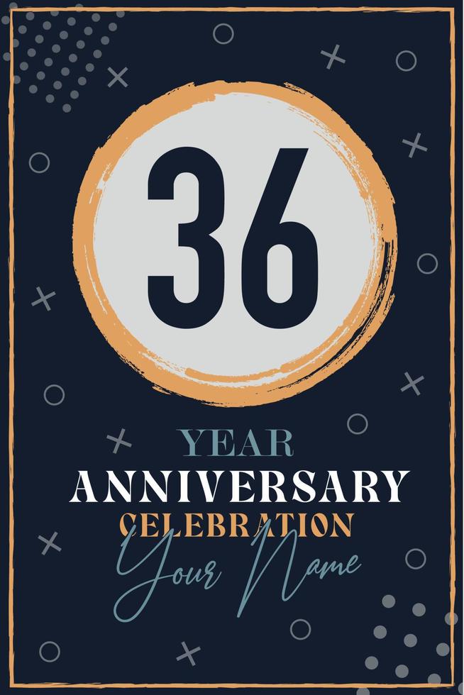 36 anni anniversario invito carta. celebrazione modello moderno design elementi buio blu sfondo - vettore illustrazione