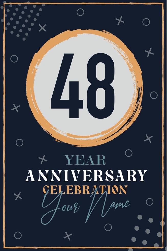 48 anni anniversario invito carta. celebrazione modello moderno design elementi buio blu sfondo - vettore illustrazione