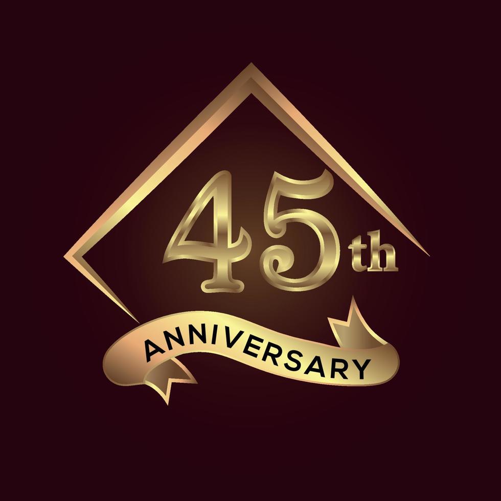 45 anno anniversario celebrazione. anniversario logo con piazza e eleganza d'oro colore isolato su rosso sfondo, vettore design per celebrazione, invito carta, e saluto carta