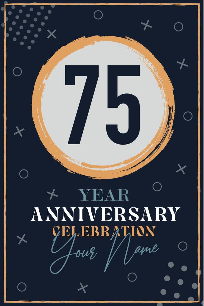 75 anni anniversario invito carta. celebrazione modello moderno design elementi buio blu sfondo - vettore illustrazione