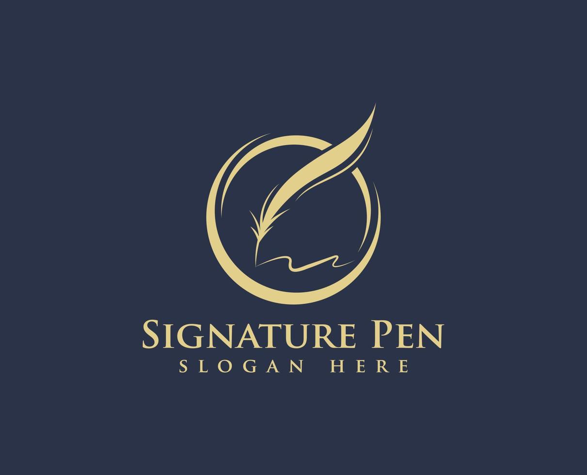 firma penna logo, inchiostro logo design vettore