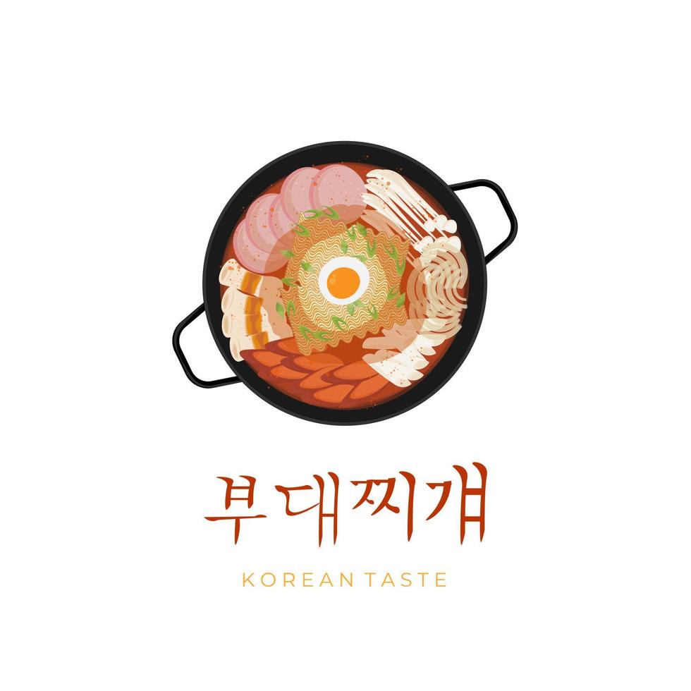 delizioso bude jjigae coreano cibo illustrazione logo vettore