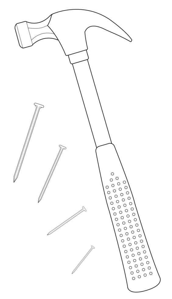 contorno del martello da carpentiere vettore