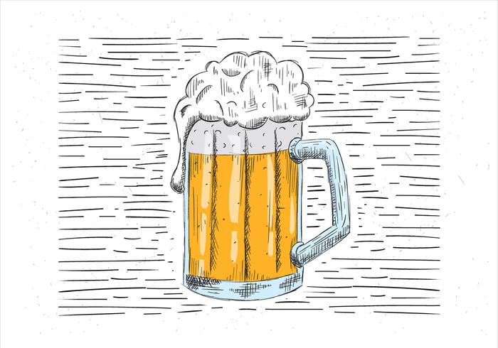 Illustrazione di birra disegnata a mano libera vettore