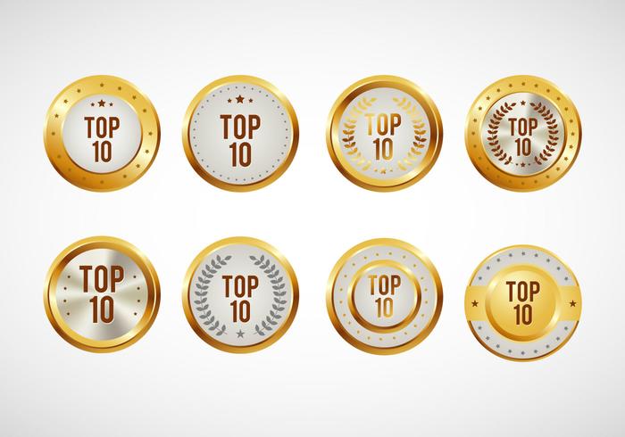 Top 10 distintivi vettoriale