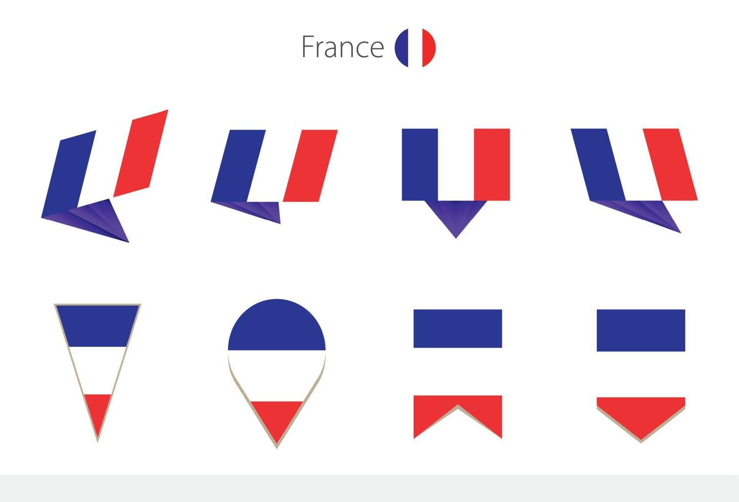 Francia nazionale bandiera collezione, otto versioni di Francia vettore bandiere.