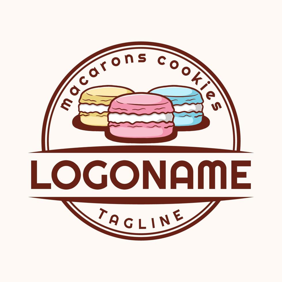 macarons logo modello, adatto per ristorante, forno e bar vettore
