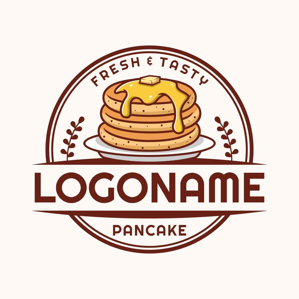 pancake logo modello, adatto per ristorante, cibo camion e bar vettore